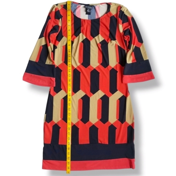 Vintage Inspired 3/4 Sleeve Shift Dress Unique 60s Mod Style Pattern Size 4 - Picture 6 of 10